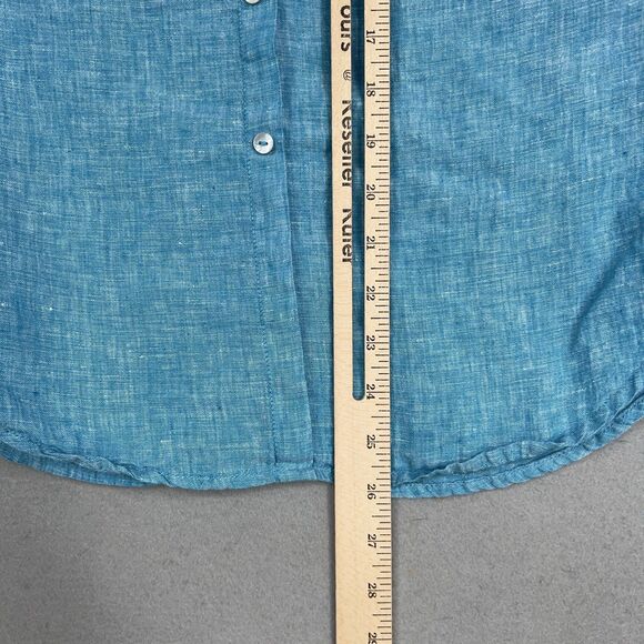 Sigrid Olsen Shirt Womens Small Blue Coastal Cottage Resort Luxury 100% Linen - Picture 13 of 15